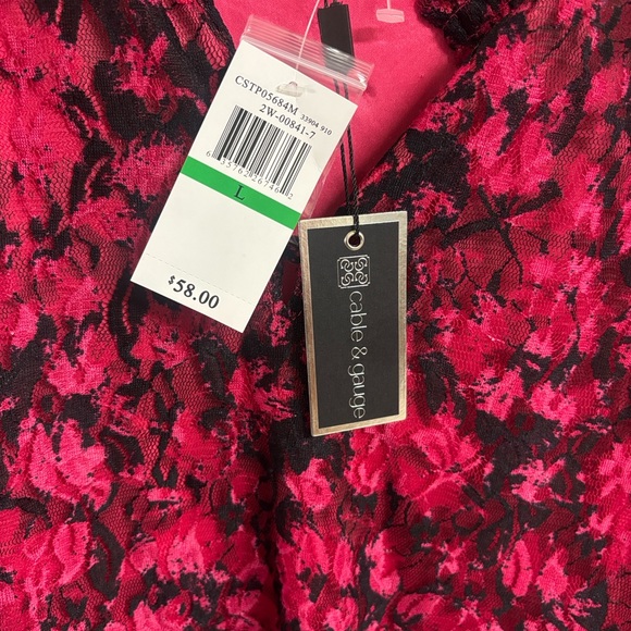 Cable & Gauge Pink and Black Floral Lace Blouse - Picture 6 of 7